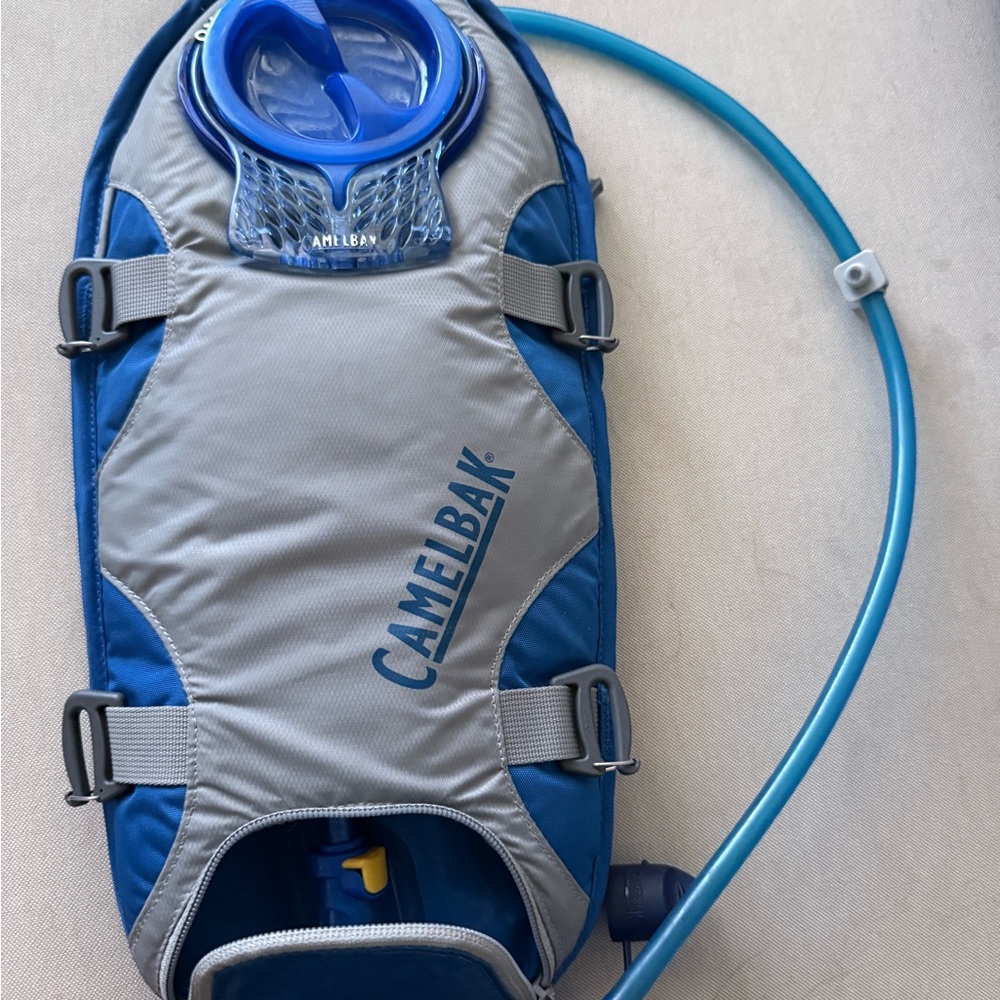 CamelBak Gray and Blue Hydration Pack in insulated cover